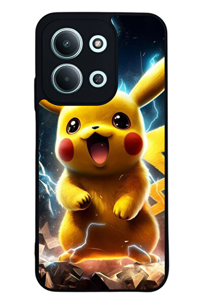 Aksel Kılıf متوافق مع Xiaomi Redmi 15C مطبوع ، أسود غير لامع، سيليكون ناعم، و...