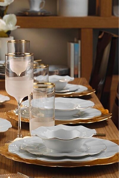 Asi Home 24-piece Dinnerware Set Nil Porcelain White/Gold