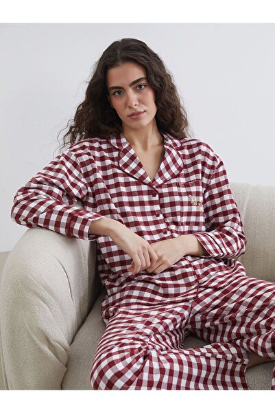LC Waikiki LCW DREAM Gömlek Yaka Ekose Kadın Pijama Takımı