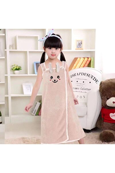 Generic UNITRIP Girls Coral Fleece Wrap Towel, Cartoon Rabbit, Headband & Double Buckle, Bath/Beach, 3-12 yr