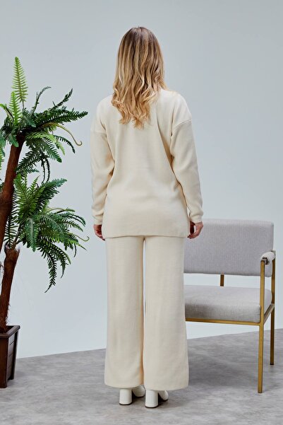 Jinx Wear Fashion Jeans Applique Pearl Detail 2 Piece Acrylic Women's Knitwear Set