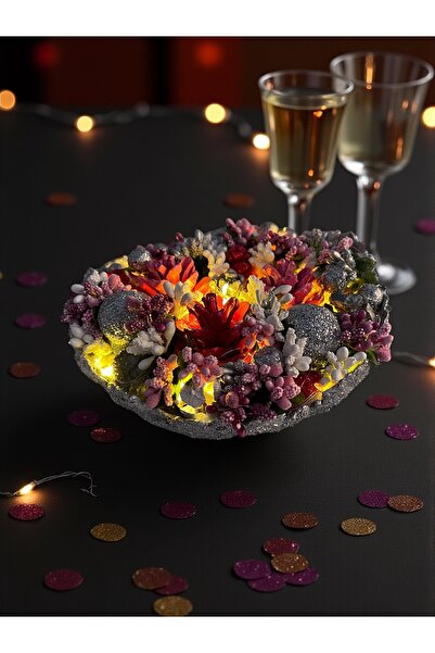 Bukiro وعاء ديكور بتصميم مخروطي مع إضاءة LED مقاس 25×22 سم