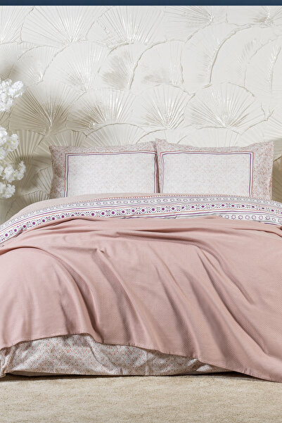 Elart Liya Duvet Cover Set Double Size Cotton 5 Pieces (200X220 cm) Powder