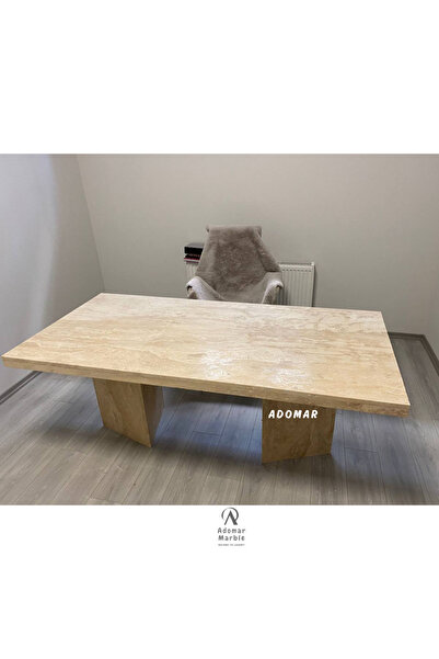adomarmarblehandmadeandluxury Traverten Ofis Masası, Üçgen Yemek Masası, Gerç...