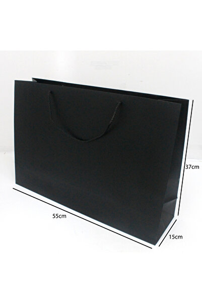 Generic 12 pieces of paper bags, black color, dimensions 55×15×37 cm