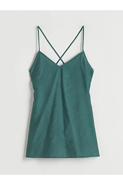 LC Waikiki Lcw Dream Green V-Neck Strap Women's Nightgown