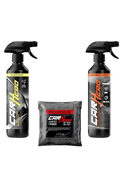 Car Hero Pachet de strălucire - Strălucire sticlă + Scut ceramic V2 + Lavetă ...