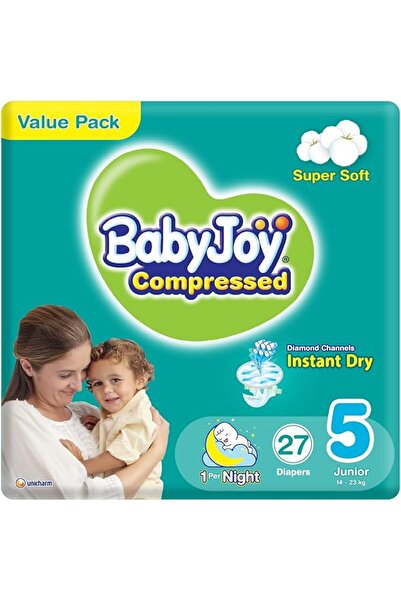 BabyJoy Compressed Diamond Diapers Size 5 (Junior) 14-25 kg, Economy Pack - 27 Diapers
