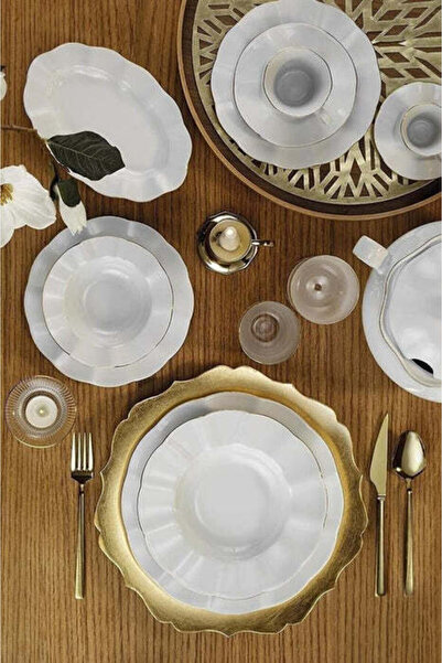 Asi Home 24-piece Dinnerware Set Nil Porcelain White/Gold