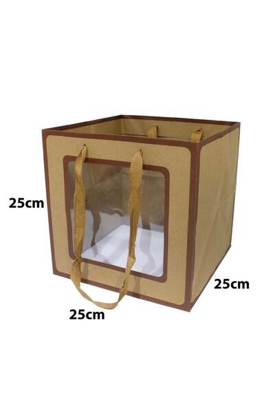 Generic 12 قطعة من اكياس ورقية مربعة بنافذة شفافة اللون كرتوني