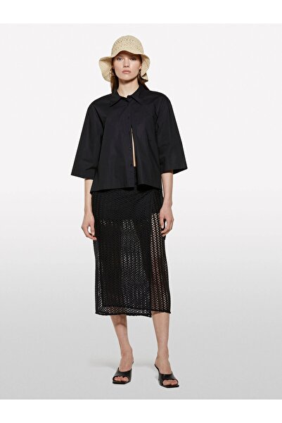 Sisley Crochet Lined Long Pareo Women's Black Skirt - 325P60Fsw800Q