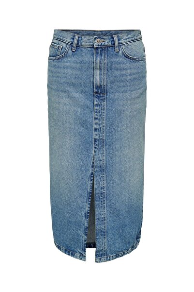 ONLY Onlenya Front Slit Mid Skirt Mb Dnm Women's Medium Blue Denim Skirt - 15326839