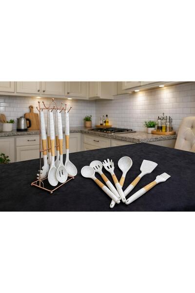 BUENOS 6 parca Metal Standlı Isıya Dayanıklı Mutfak Seti