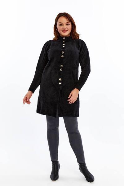 Laden Knitwear Plus Size Women's Coat Soft Thick High Quality Long Winter Black Mother Cardigan