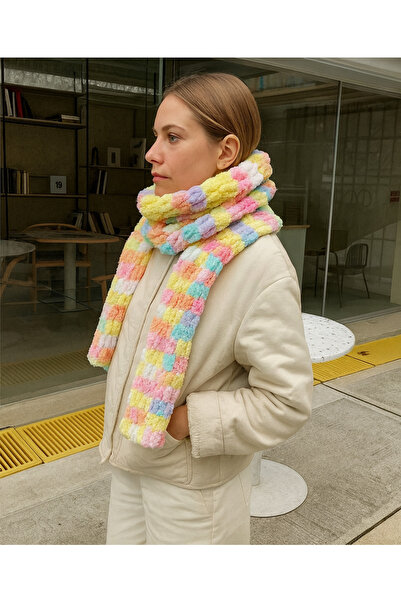 Minii Tuhafiye Puffy El Örgüsü Atkı, Kışlık Örgü Atkı, Yumuşak Puffy İp Atkı,...