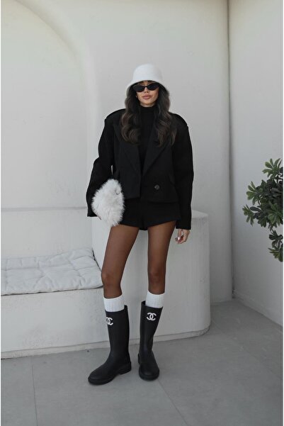 Havoş Black Jessa Cashmere Shorts Jacket Set