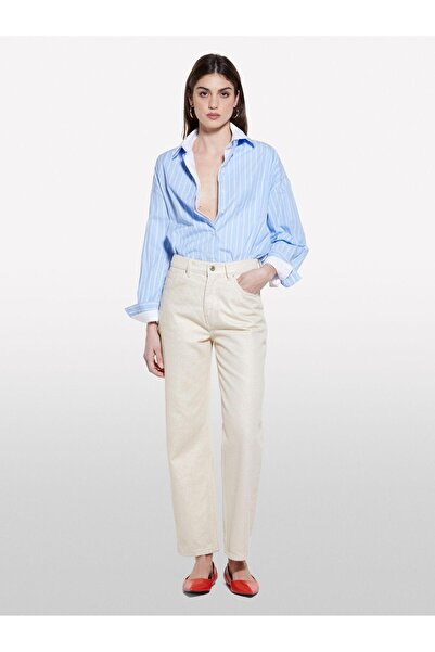 Sisley 100% Cotton 5-Pocket Mid-Rise Straight Leg Denim Pants Women's Colored Denim Trousers - 325P4N2Wle04C