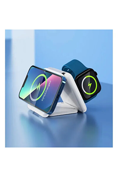 Teknova Portable MagSafe Wireless Charger, 3 in 1 Charging Station, Qi Fast Charge 15W