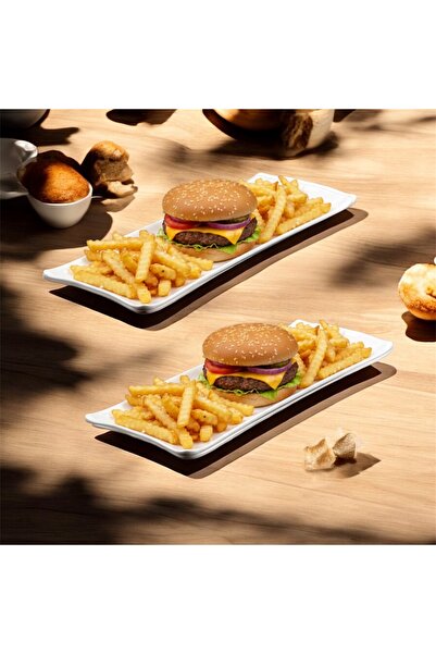 cc bin shihon Rectangular serving plates, set of two (29x12cm) made of break- and crack-resistant melamine.