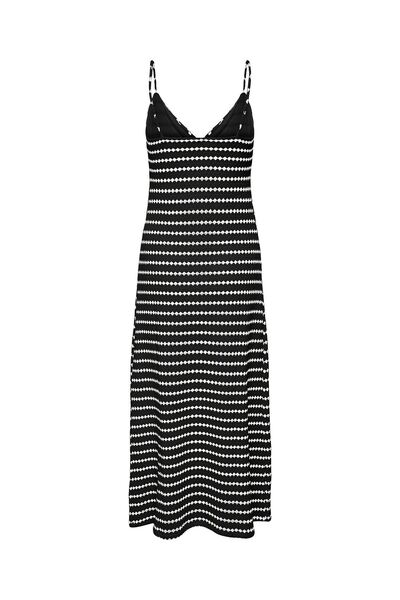 ONLY Onleva S/L Stripe Dress Jrs Women's Black Dress - 15346296