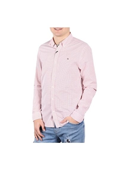 Tommy Hilfiger Red Polka Dot Shirt, Tommy Hilfiger, Slim Fit, White, Size XXL