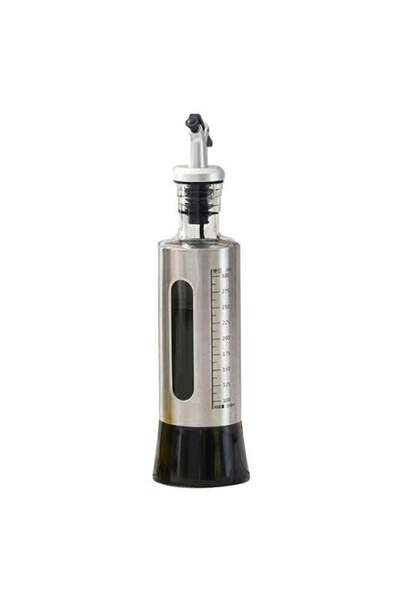 ozone Glass Oil Dispenser Bottle with Leak-proof Drip Stopper - Silver/Black/Clear 300ml