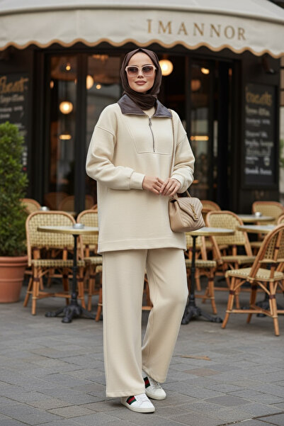 Aselim Hijap Moda Oslo Comfort Set – Thessaloniki Fabric Double Hijab Set Vanilla