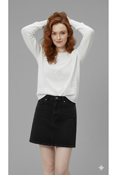 ikomteks Handcrafted Floral Embroidered Women's Knitwear Sweater