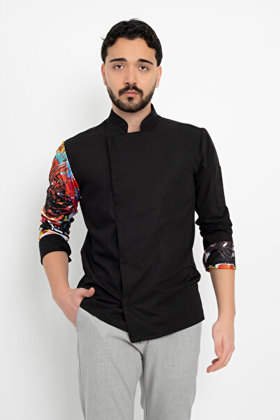 DAŞ ÜNİFORMA Çikolata Desenli Kol Detaylı Şef Ceket Aşçı Uniforma (Chef Ceket...