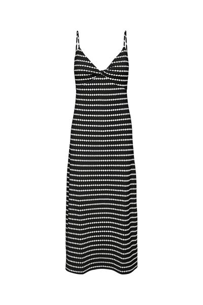 ONLY Onleva S/L Stripe Dress Jrs Women's Black Dress - 15346296