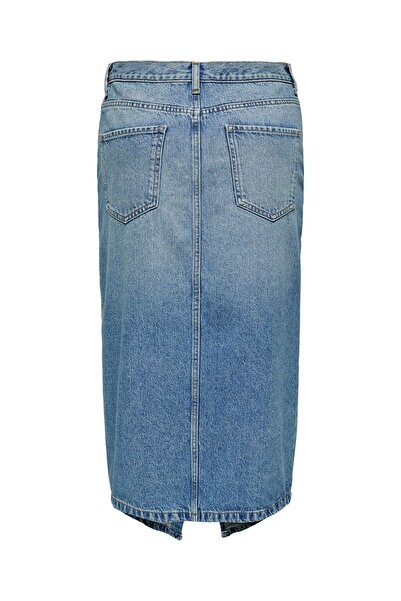 ONLY Onlenya Front Slit Mid Skirt Mb Dnm Women's Medium Blue Denim Skirt - 15326839