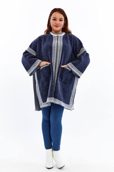 Laden Women's Very Thick Knitwear Plus Size Long Sleeve Winter Mother Long Cardigan
