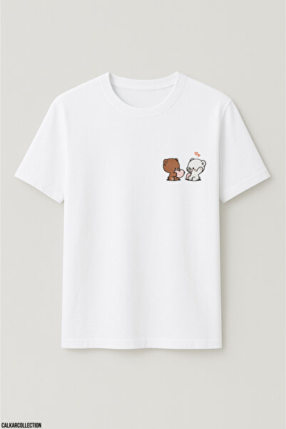 CALKARCOLLECTION تي شيرت للجنسين قصة فضفاضة تي شيرت على شكل قلب يحمل دمية دب ...