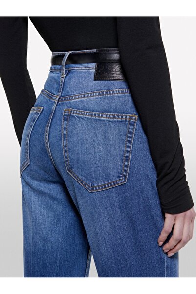 Sisley Cotton Blend High Waist Flared Denim Pants Women's Ice Blue Denim Pants - 325P4Mcple