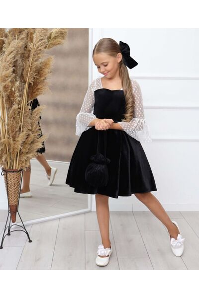 nisaykids Girl's Velvet Dress. Bag. Buckle Set