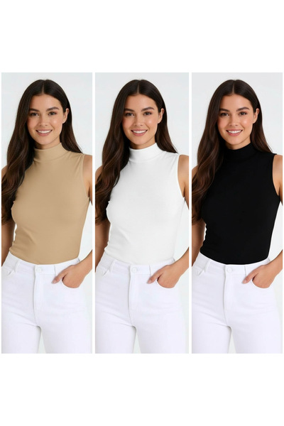 CAXBERN KADIN SIFIR KOL BOĞAZLI BODY 3LÜ SET EKONOMİK VE UYGUN