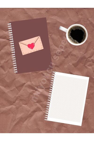 Milyoncu Sepeti Spiral-Bound Checkered Notebook - Letter Design - A5 Size 100...