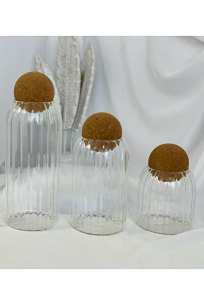 aden glass Mantar Kapak Baharatlık Bakliyat Kavonozu Çok Amaçlı 3lü Set 9*10C...