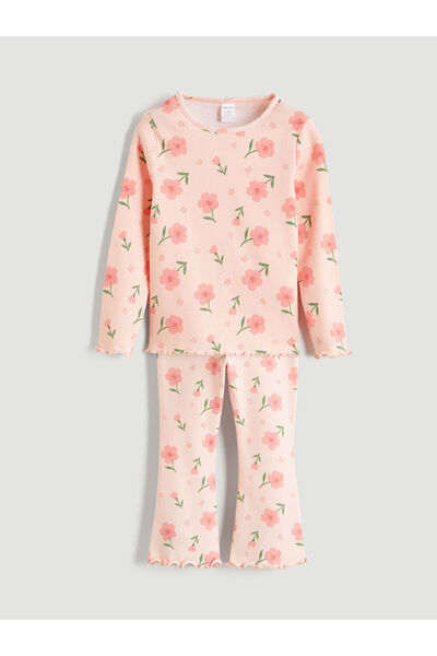 LC Waikiki Pink Ruffle Detailed Baby Girl Blouse and Leggings