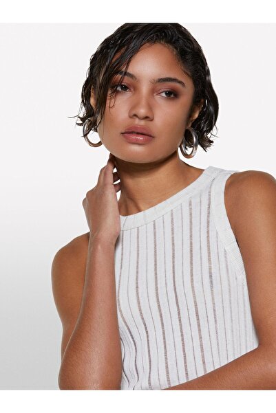 Sisley Viscose Blended Halter Neck Slim Fit Tank Top Women's White Tank Top - 325P31Welh00X