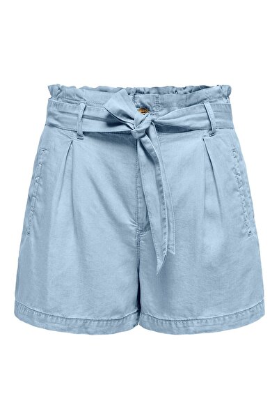 ONLY Onlcharis Life Hw Belt Shorts Cc Wvn Women's Light Blue Denim Shorts - 15338315