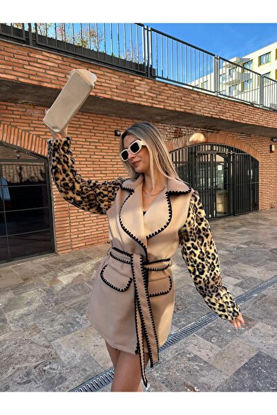 ALVOR Jachetă din piele cu mâneci brodate