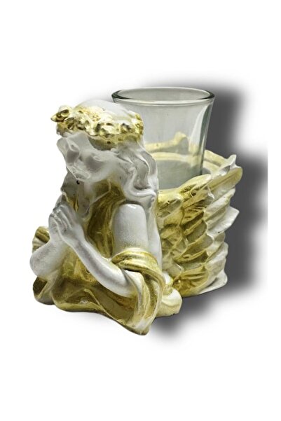 OEM Plaster candle with glass cup holder, angel model