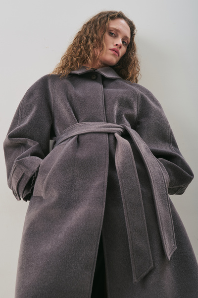 Manuka Premium Kaşe Long Coat Anthracite