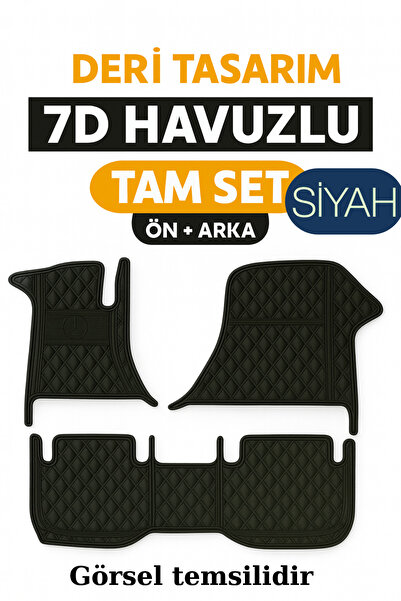 TROBUS Fiat Egea Sedan 2015 ve Sonrası 7D Havuzlu Deri Oto Paspas Seti - [Siyah]