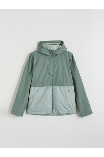 LC Waikiki Lcw Kids Green Hooded Water Repellent Boy's Coat