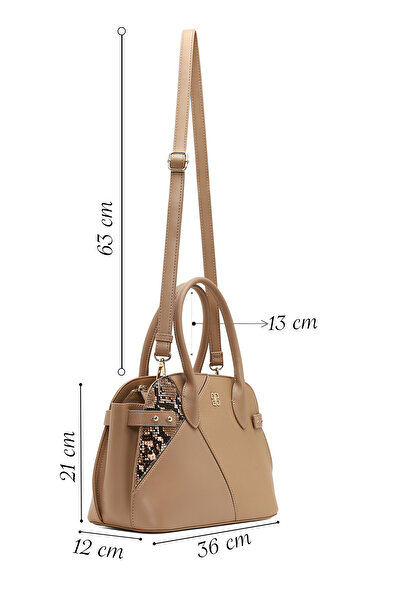 Derimod Women's Beige Long Strap Patterned Shoulder Bag 25Wbd285614