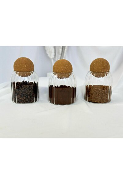 aden glass Mantar Kapak Baharatlık Bakliyat Kavonozu Çok Amaçlı 3lü Set 9*10 Cm