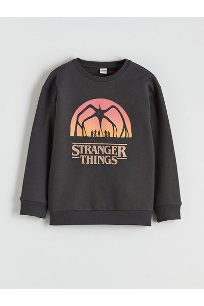 LC Waikiki Antracit Stranger Things cu imprimeu Hanorac gros pentru băiat tricou