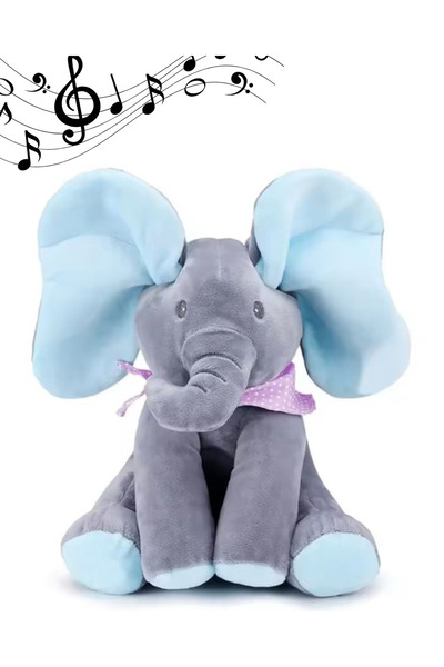 OEM Interactive Plush Elephant - Sings, Talks, Plays 'Peek-a-Boo', Moves Ears, 30 cm, Blue, 1+